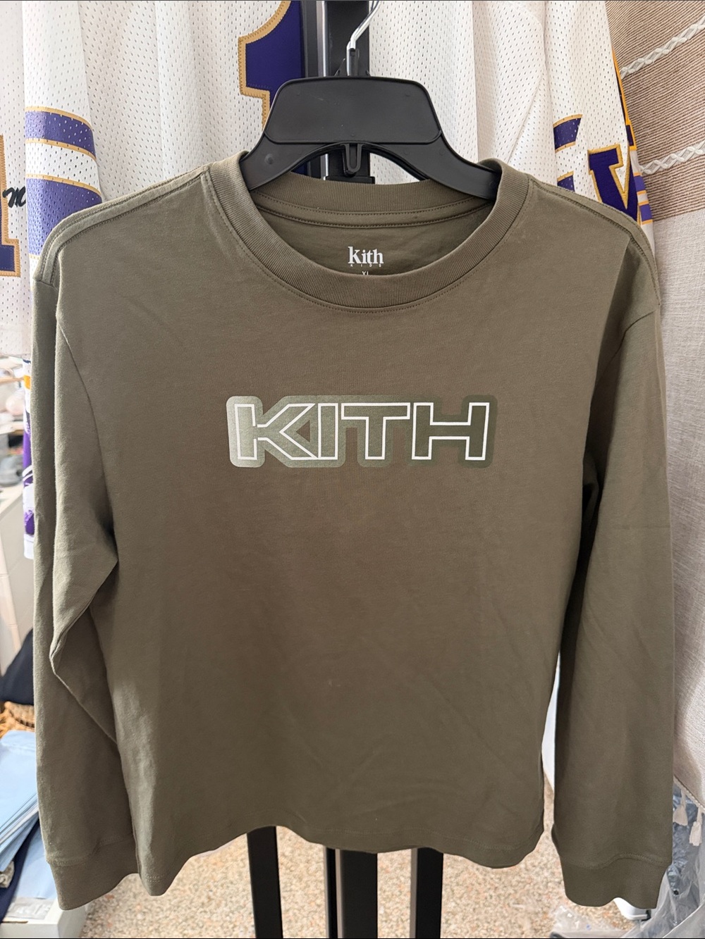 Kids Kith Olive Logo Long Sleeve Tee - Green